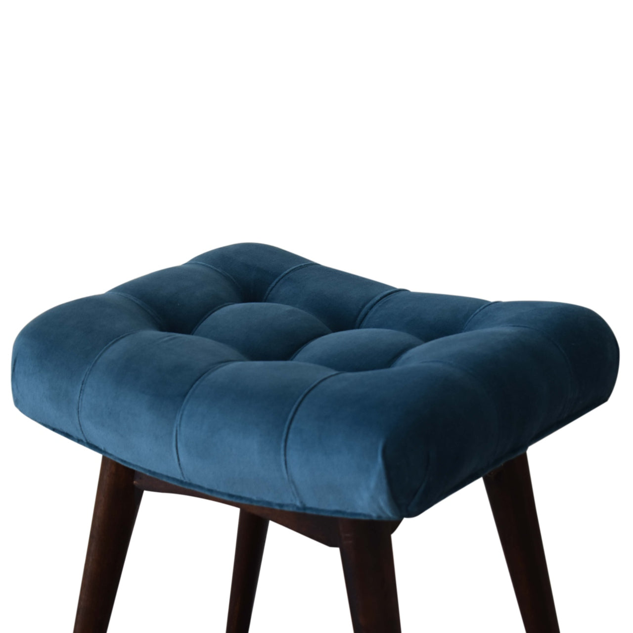 Tuck Bench Mini Teal Velvet Curved Bench