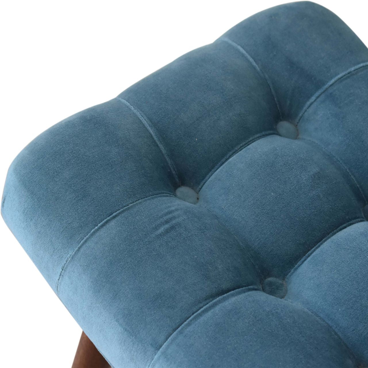 Tuck Bench Mini Teal Velvet Curved Bench