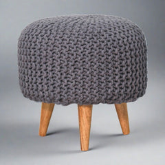 RestRite Keeva Grey Round Footstool - Furniture One Shop