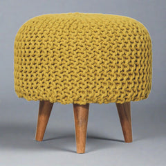 PerchPuff Keeva Mustard Round Footstool