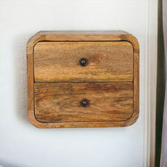 Clink Mini Curve Oak-ish Wall Mounted Bedside - Furniture One Shop
