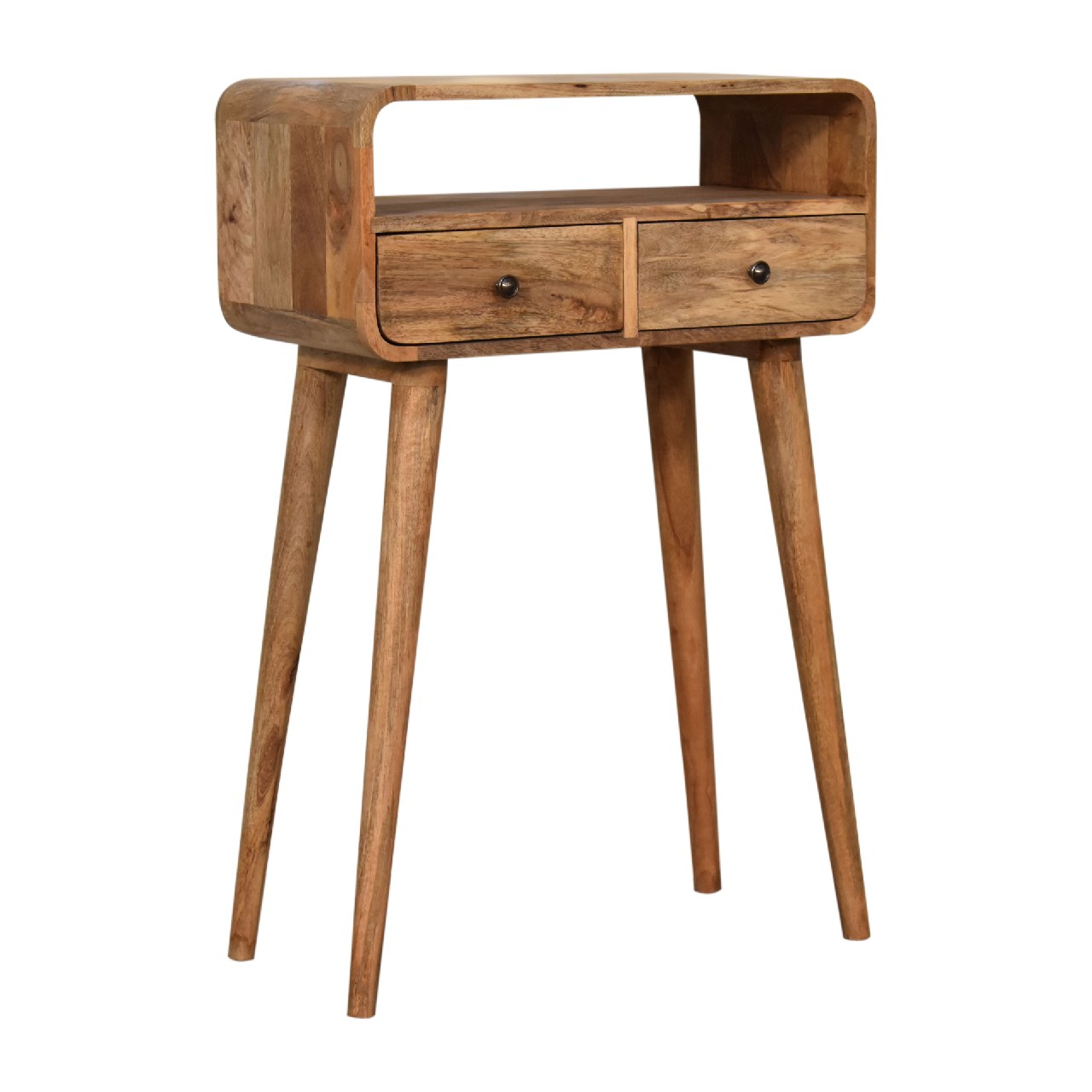 Sleek Stand Mini Curved Oak-ish Console Table - Furniture One Shop