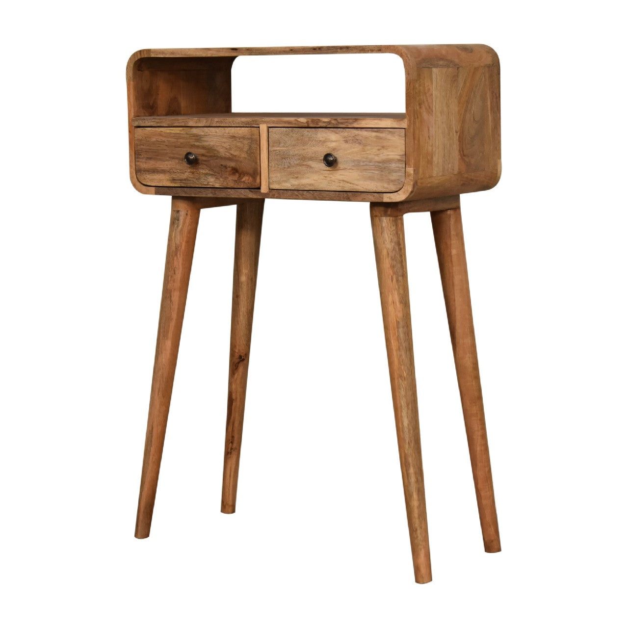 Sleek Stand Mini Curved Oak-ish Console Table - Furniture One Shop