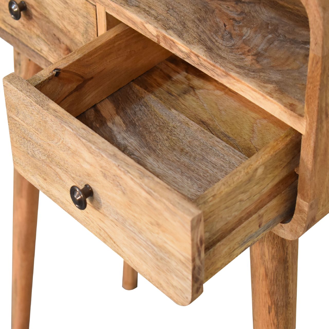 Sleek Stand Mini Curved Oak-ish Console Table - Furniture One Shop