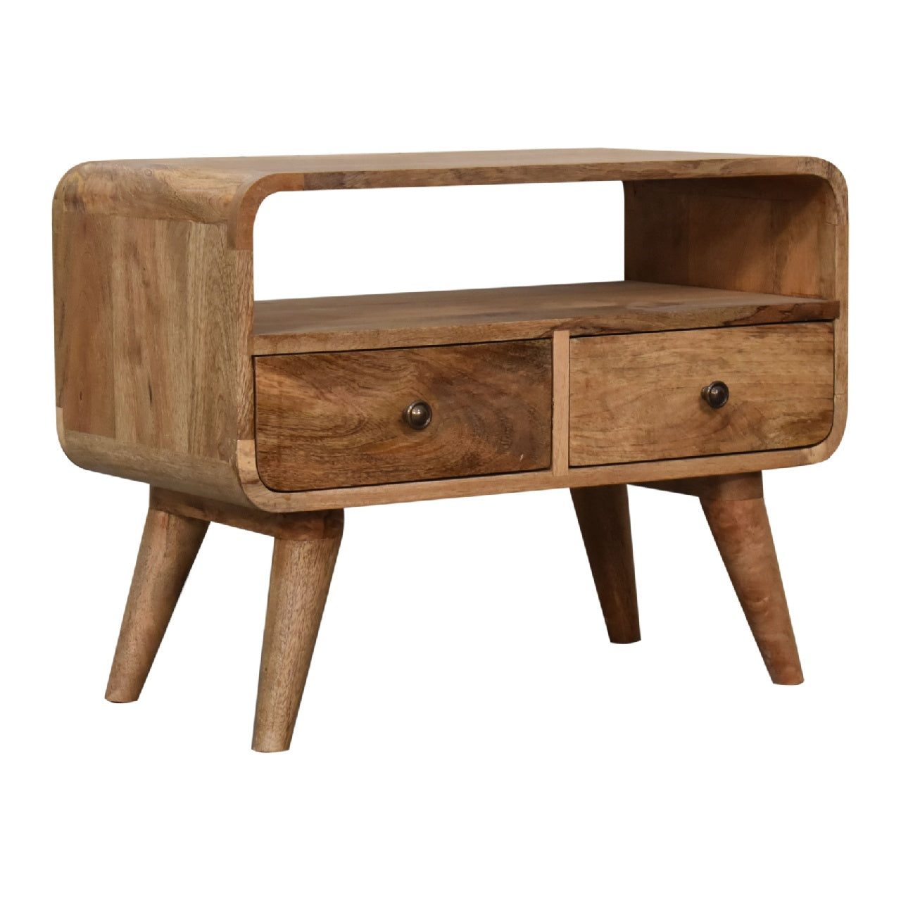 TrendTonic Mini Curved Oak-ish TV Stand - Furniture One Shop