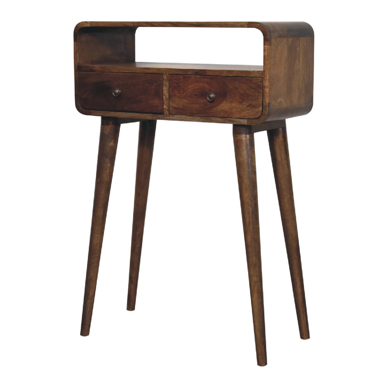 Stylish Desk Mini Grey-wash Curved Console - Furniture One Shop