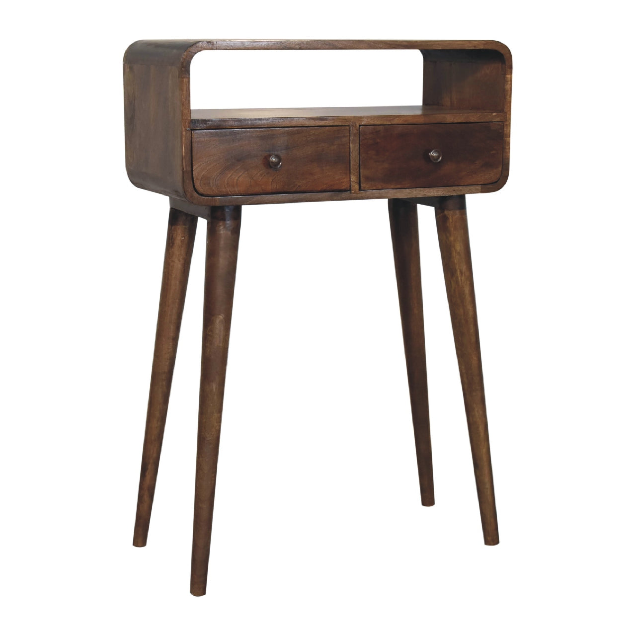 Stylish Desk Mini Grey-wash Curved Console - Furniture One Shop
