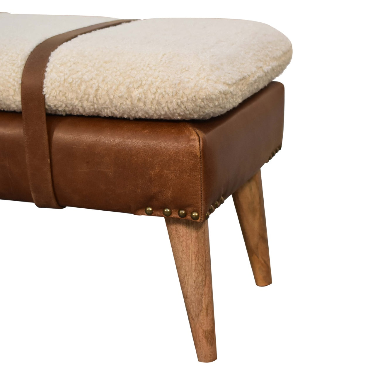 Devour Seat Bouclé Buffalo Hide Leather Bench