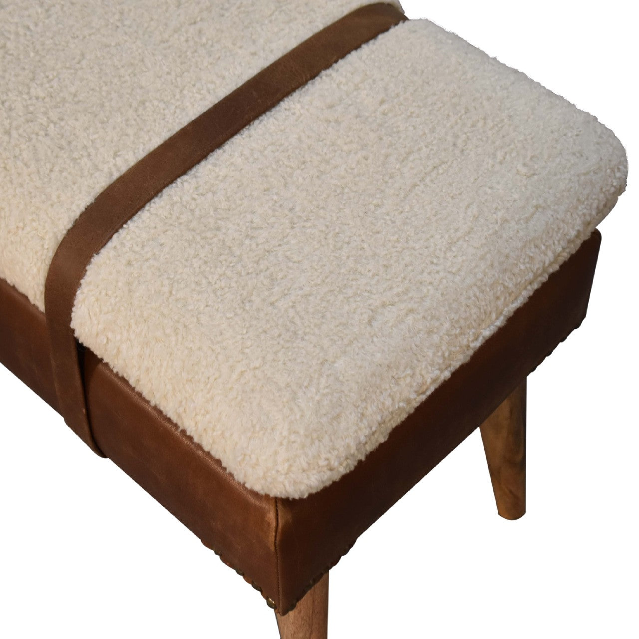 Devour Seat Bouclé Buffalo Hide Leather Bench
