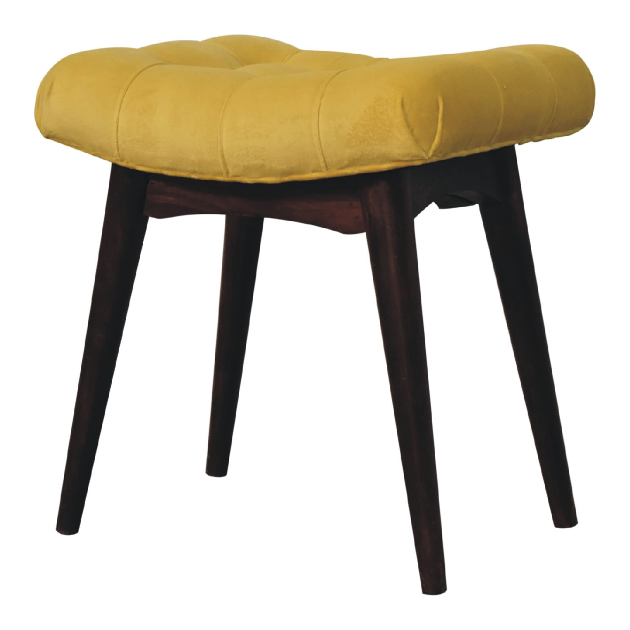Gobble Bench Mini Mustard Velvet Curved Bench