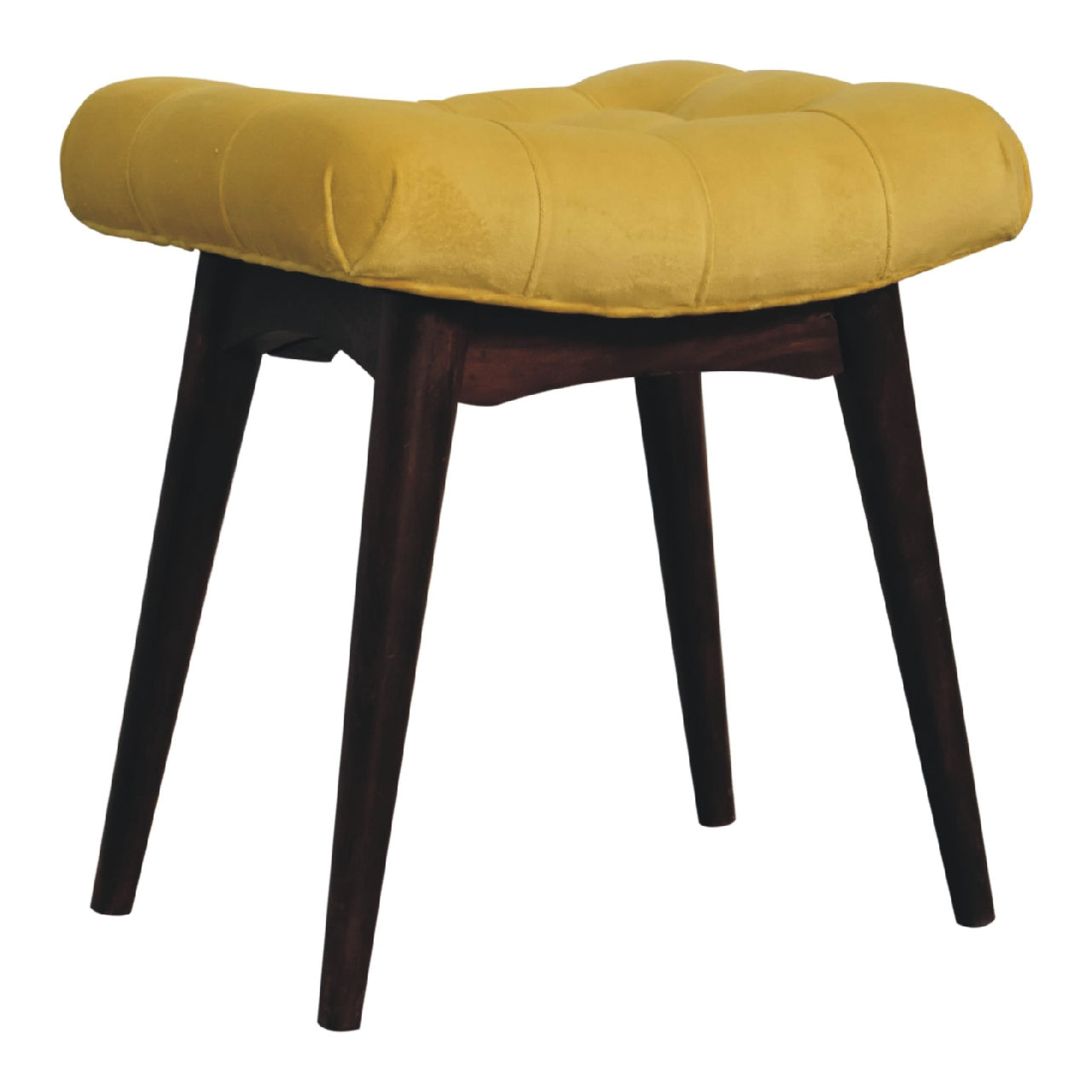Gobble Bench Mini Mustard Velvet Curved Bench