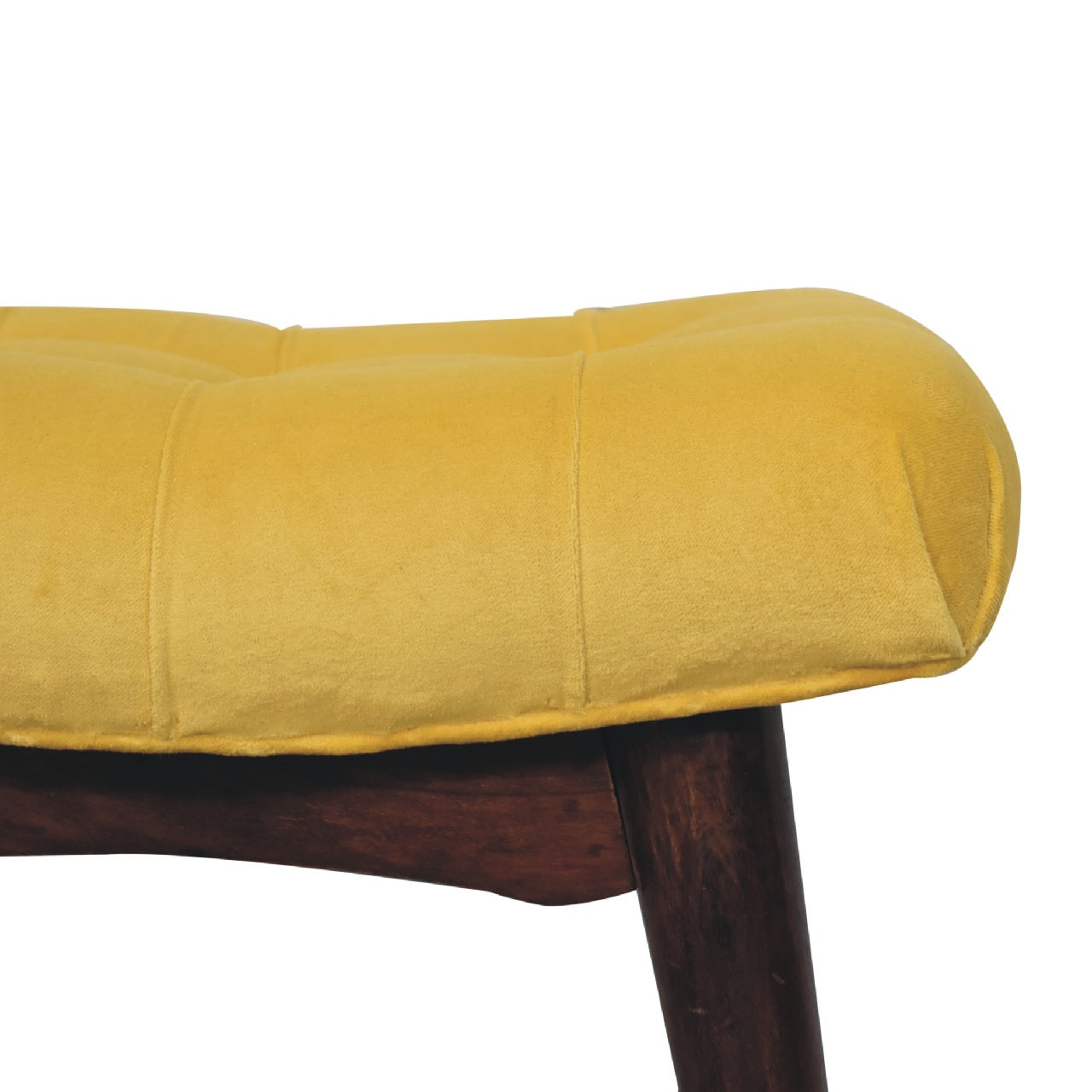 Gobble Bench Mini Mustard Velvet Curved Bench