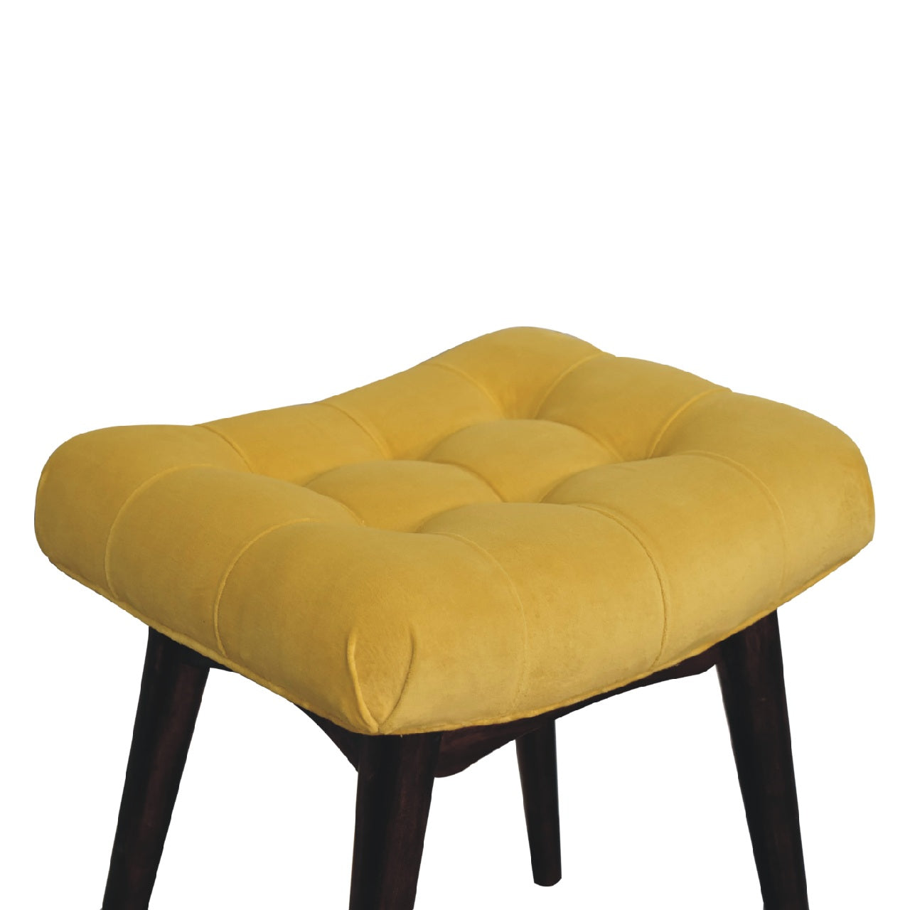 Gobble Bench Mini Mustard Velvet Curved Bench
