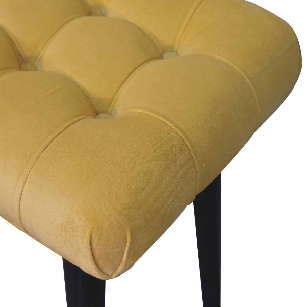 Gobble Bench Mini Mustard Velvet Curved Bench