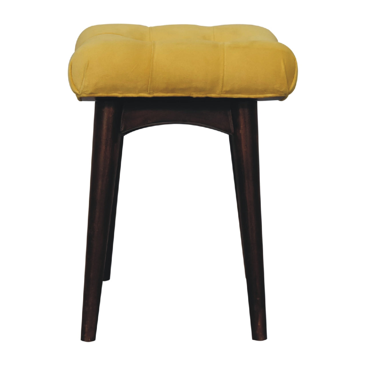 Gobble Bench Mini Mustard Velvet Curved Bench