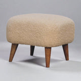 SoleSpot Boucle Cream Square Footstool