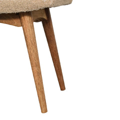 Diner Chaise Boucle Cream Curved Bench