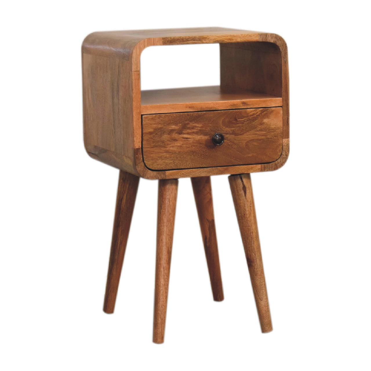 Harrow Mini Oakish Curve Open Bedside