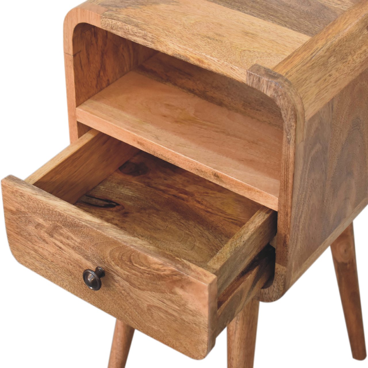 Harrow Mini Oakish Curve Open Bedside