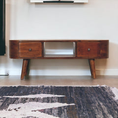 EliteEcho Chestnut Round Open TV Stand - Furniture One Shop
