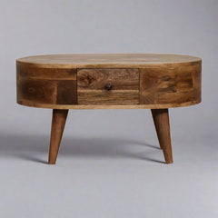 Mod Mini Oak-ish Rounded Coffee Table - Furniture One Shop