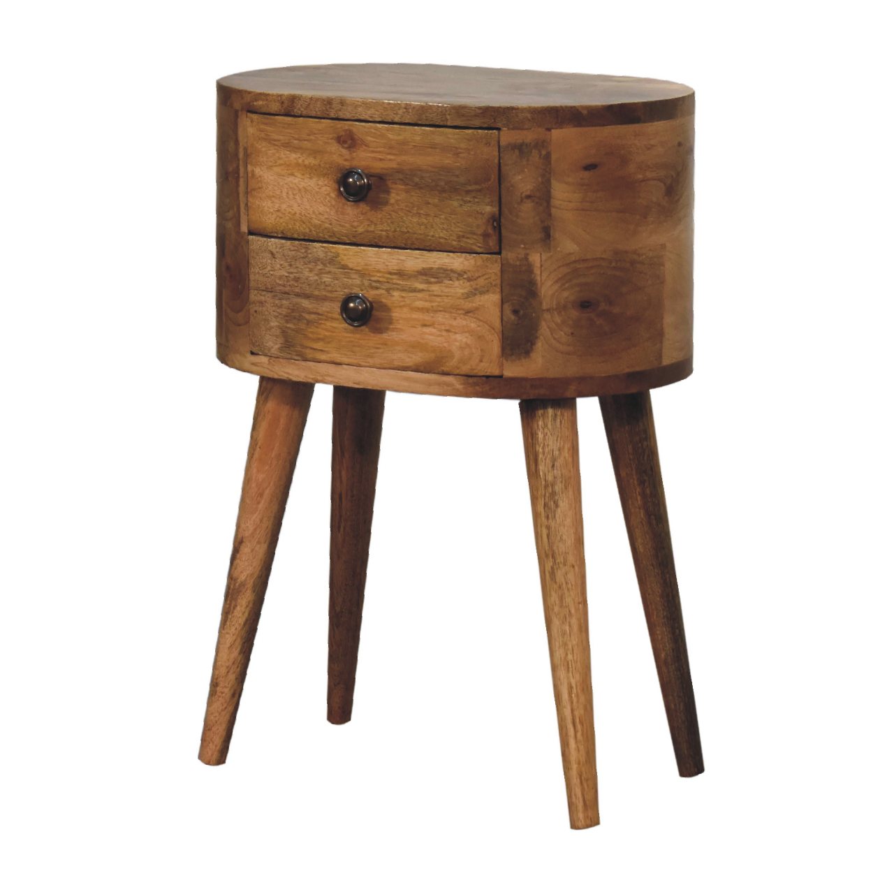 Kilburn High Mini Oak-ish Rounded Bedside Table