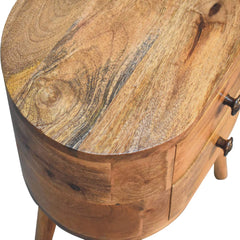 Kilburn High Mini Oak-ish Rounded Bedside Table - Furniture One Shop