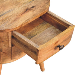 Kilburn High Mini Oak-ish Rounded Bedside Table - Furniture One Shop