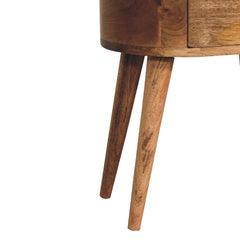 Kilburn High Mini Oak-ish Rounded Bedside Table - Furniture One Shop