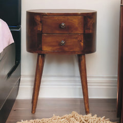 Finchley Mini Chestnut Rounded Bedside Table - Furniture One Shop