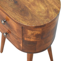 Finchley Mini Chestnut Rounded Bedside Table - Furniture One Shop