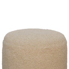 QuietQuarters Boucle Cream Round Footstool