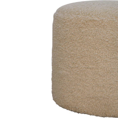 QuietQuarters Boucle Cream Round Footstool