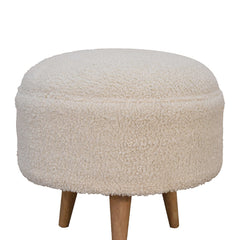 FootFavor Cream Boucle Rounded Footstool
