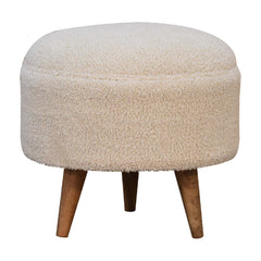 FootFavor Cream Boucle Rounded Footstool