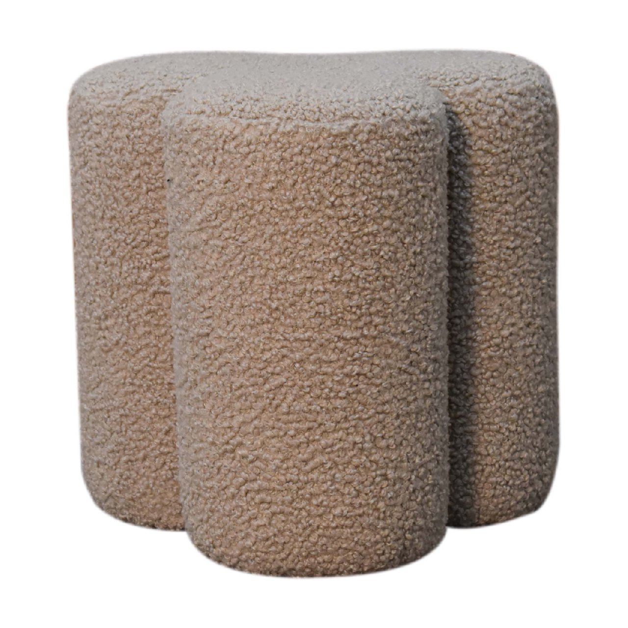 FootFundy Mud Boucle Clover Footstool