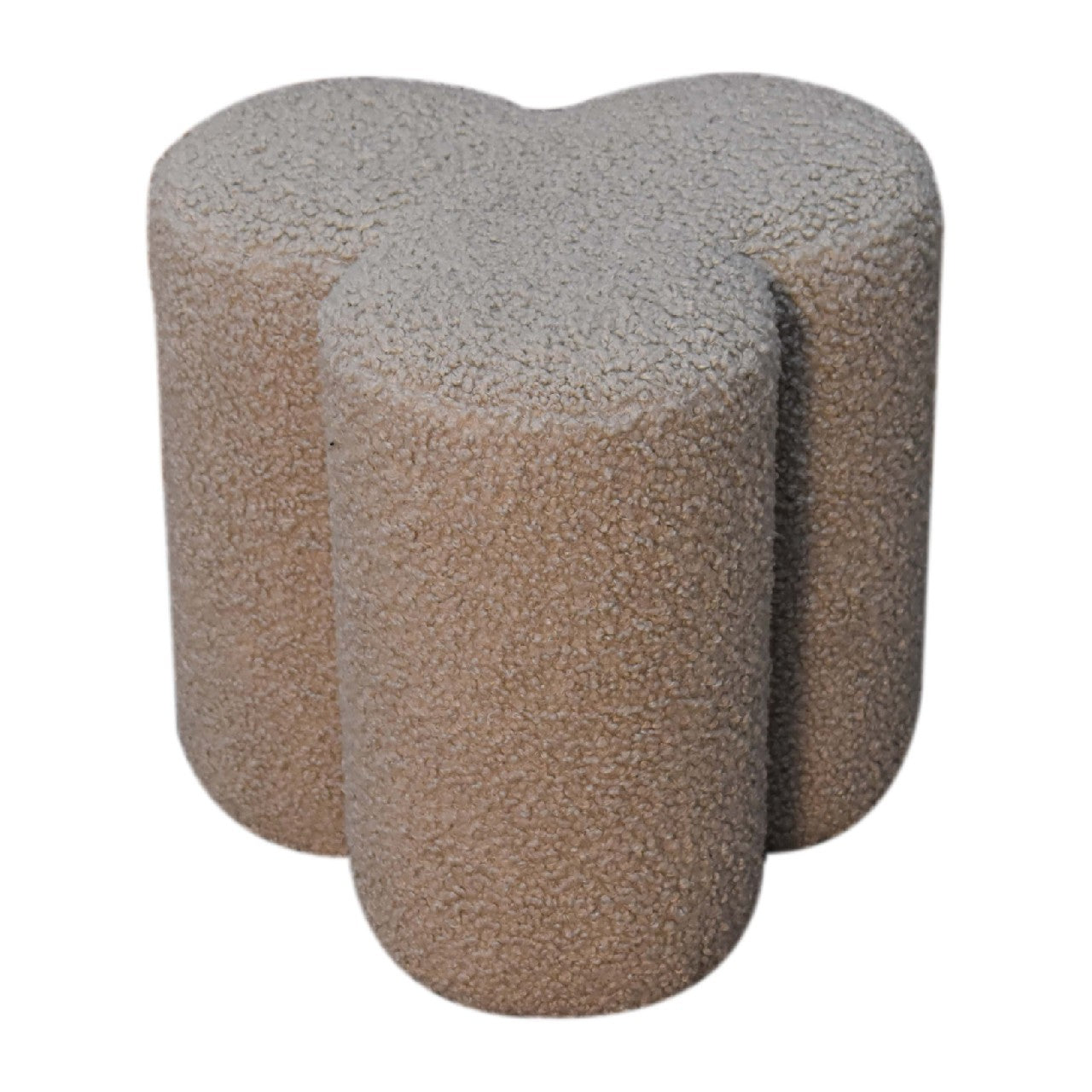 FootFundy Mud Boucle Clover Footstool