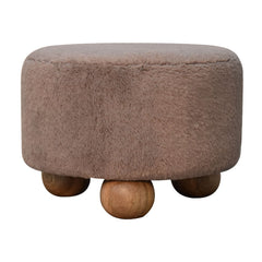 CosyCubby Mocha Faux Fur Round Ball Footstool