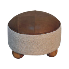 PlushPlace Cream Boucle Buffalo Footstool - Furniture One Shop