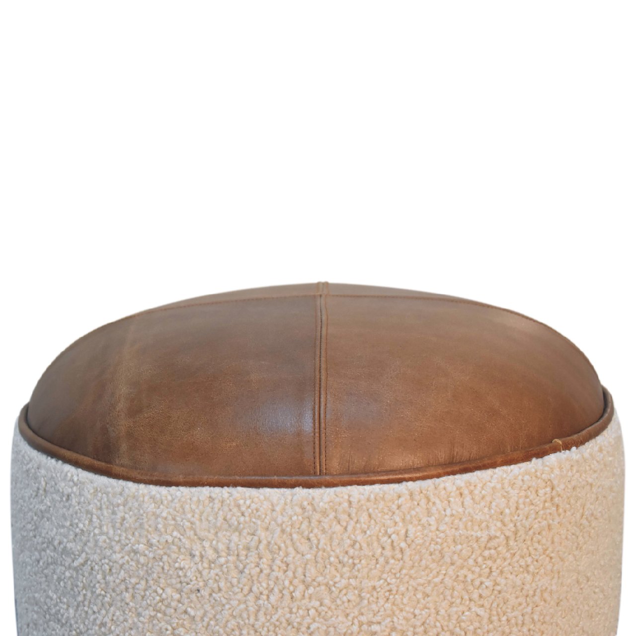 PlushPlace Cream Boucle Buffalo Footstool