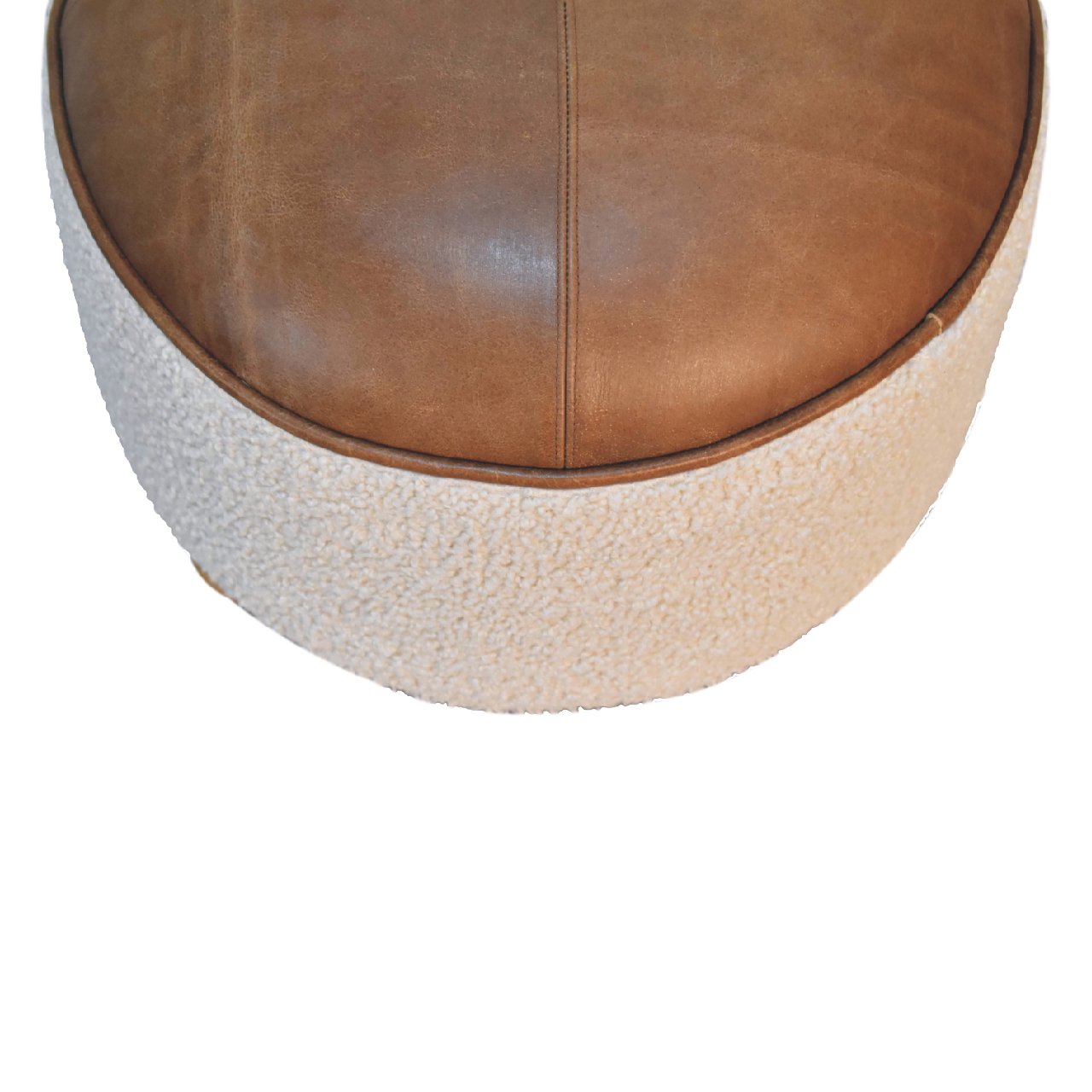 PlushPlace Cream Boucle Buffalo Footstool