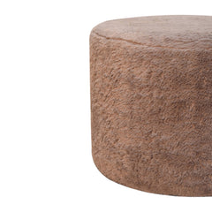 ComfyCush Mocha Faux Fur Round Footstool