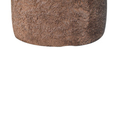 ComfyCush Mocha Faux Fur Round Footstool