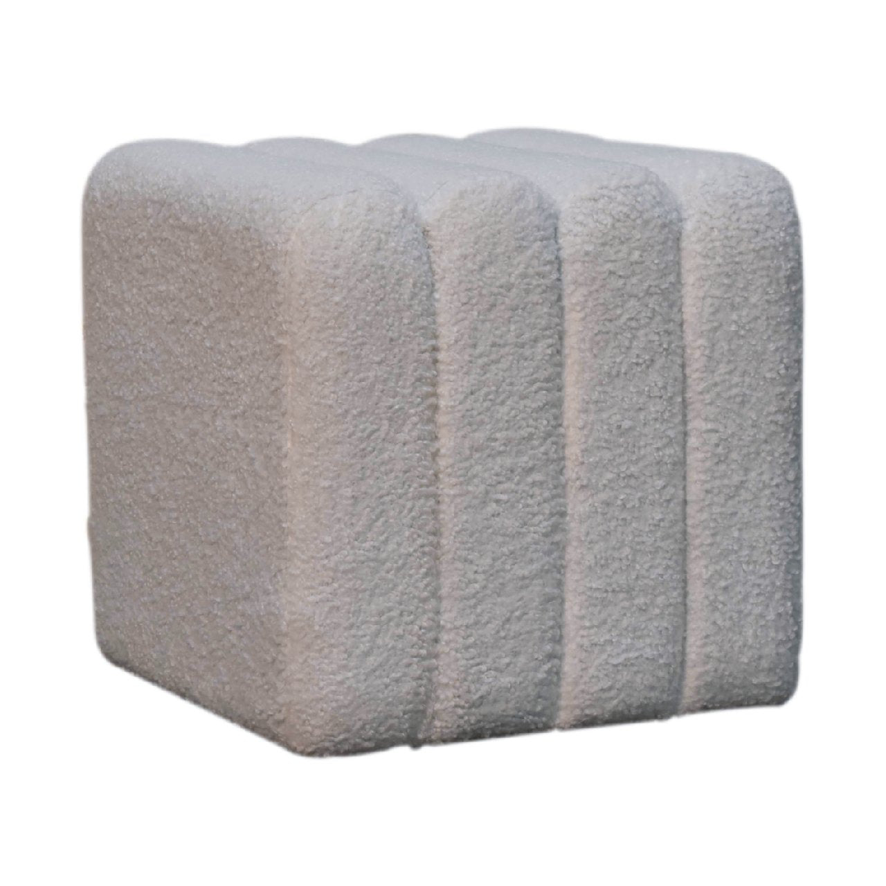 TuffetTouch White Wavy Boucle Footstool