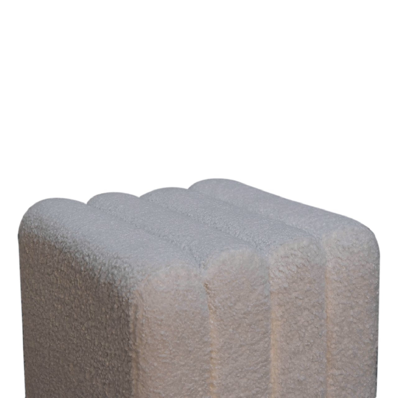 TuffetTouch White Wavy Boucle Footstool