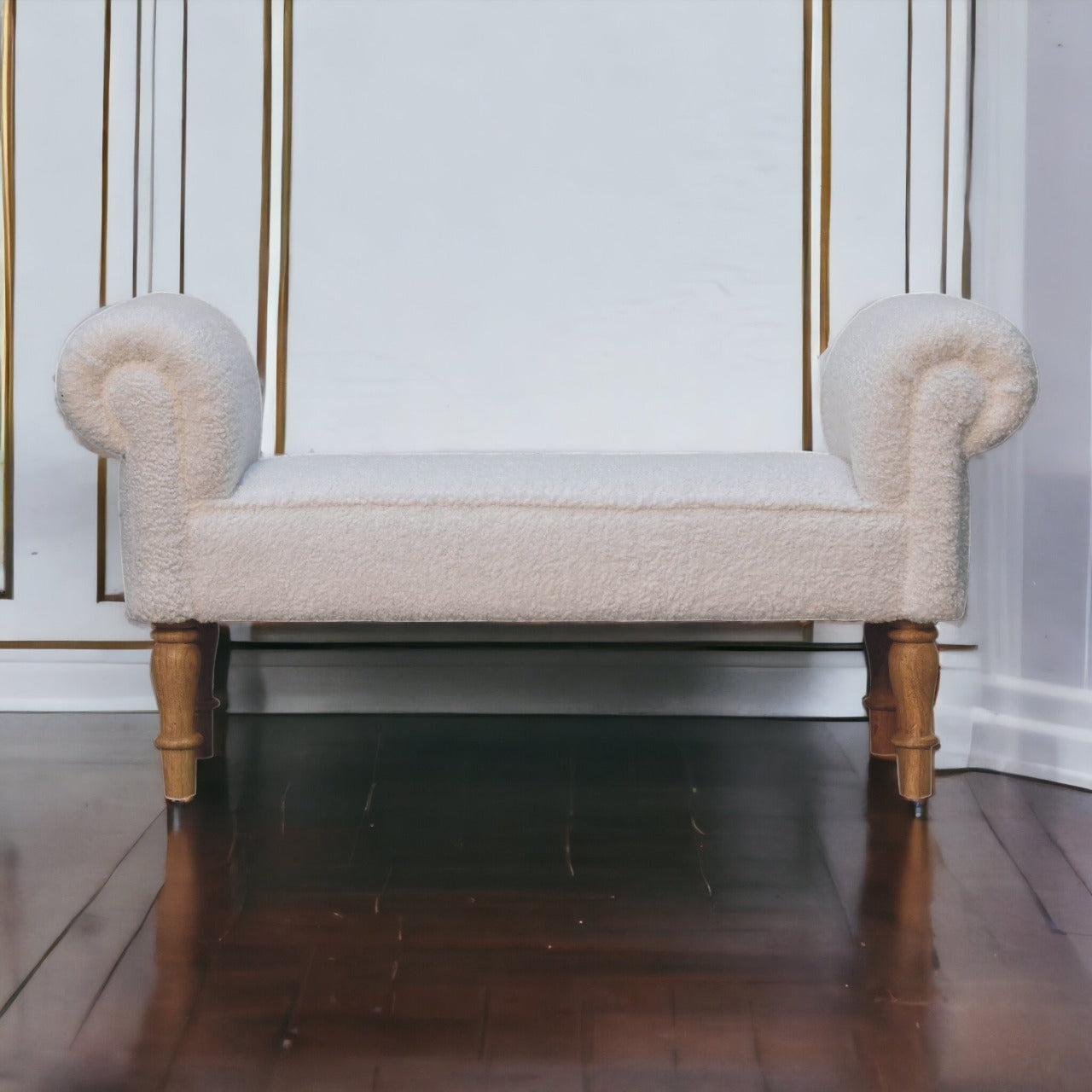 Supper Bench White Boucle Bedroom Bench