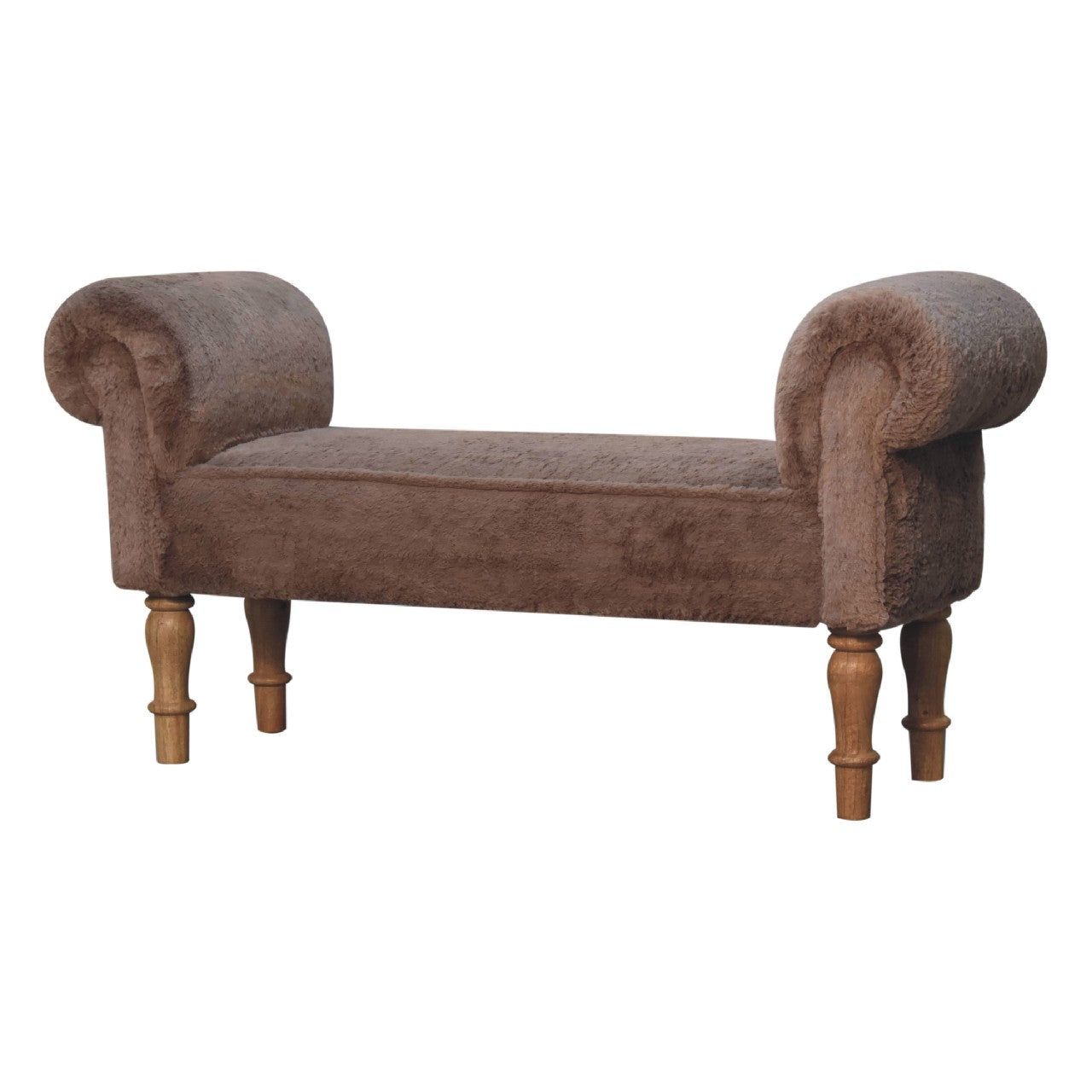 Binge Perch Mocha Faux Fur Bedroom Bench