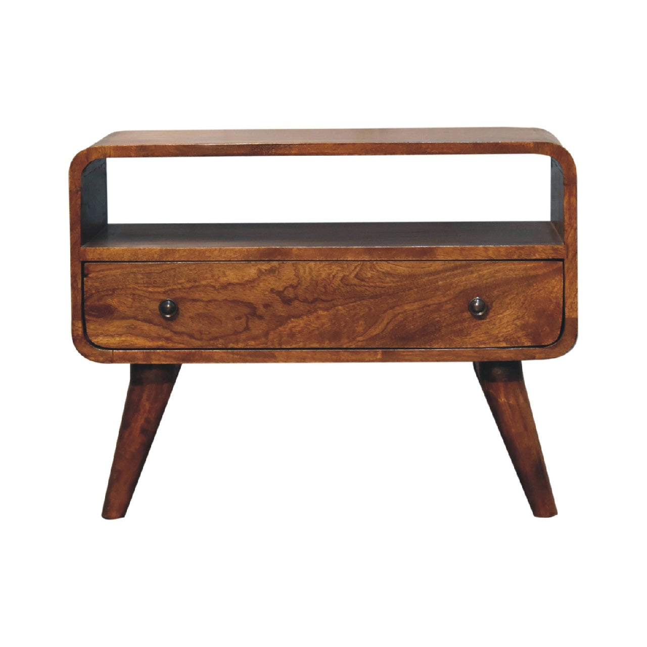 FusionFinesse Mini Chestnut Curved TV Stand - Furniture One Shop