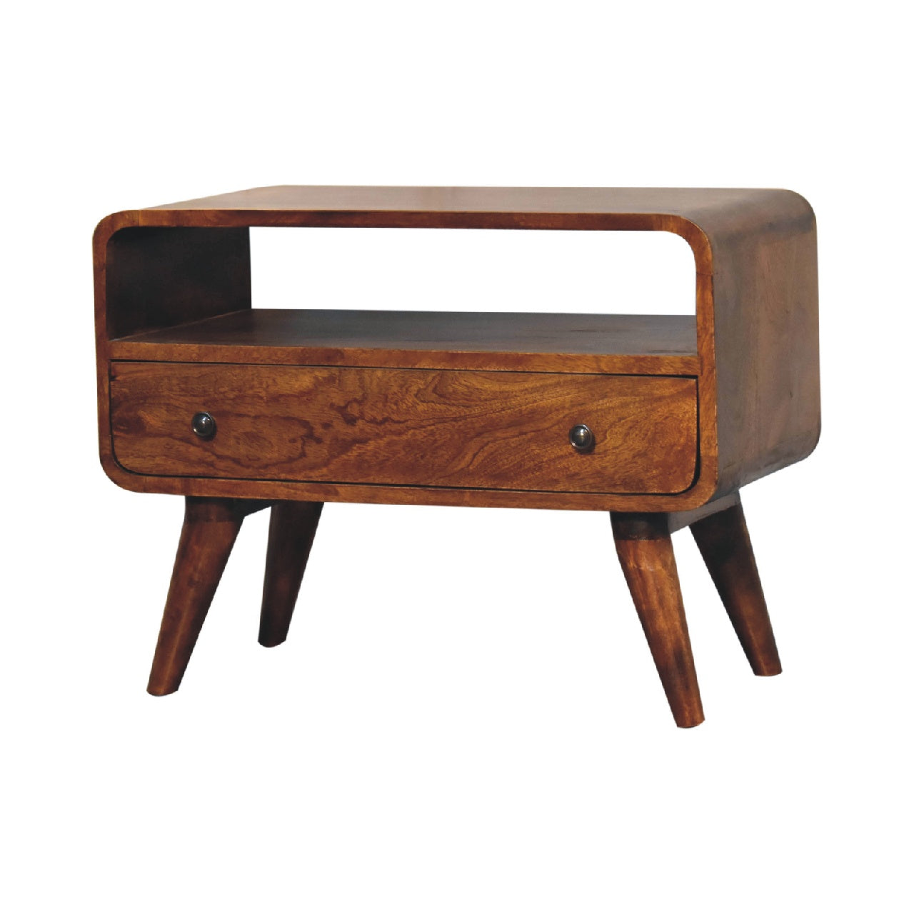 FusionFinesse Mini Chestnut Curved TV Stand - Furniture One Shop