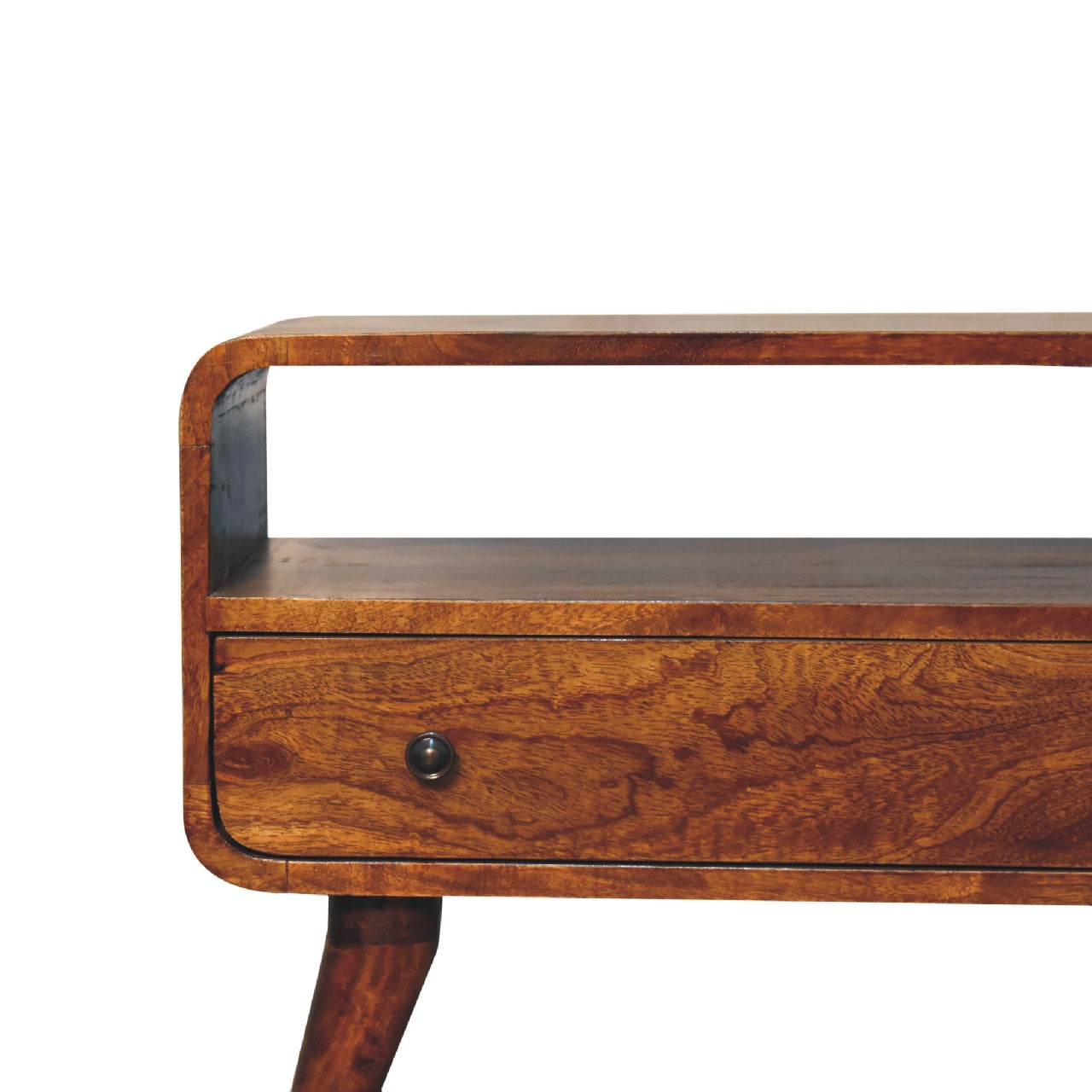 FusionFinesse Mini Chestnut Curved TV Stand - Furniture One Shop